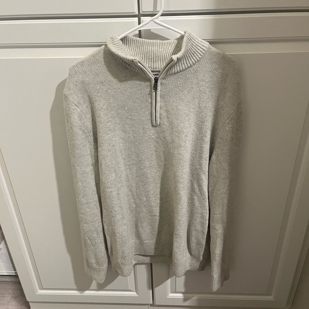 Sonoma Cream Half-Zip Ribbed Knit Pullover